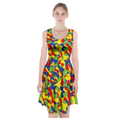 Colorful Rainbow Camouflage Pattern Racerback Midi Dress by SpinnyChairDesigns