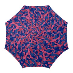 Blue And Pink Camouflage Pattern Golf Umbrellas by SpinnyChairDesigns