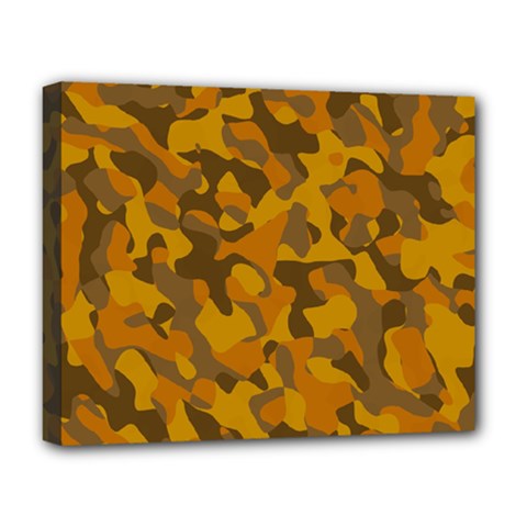 Brown And Orange Camouflage Deluxe Canvas 20  X 16  (stretched) by SpinnyChairDesigns