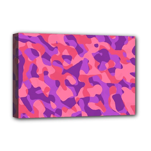 Pink And Purple Camouflage Deluxe Canvas 18  X 12  (stretched) by SpinnyChairDesigns