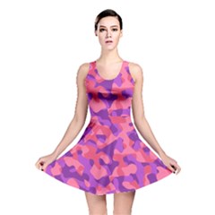 Pink And Purple Camouflage Reversible Skater Dress by SpinnyChairDesigns