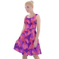 Pink And Purple Camouflage Knee Length Skater Dress by SpinnyChairDesigns