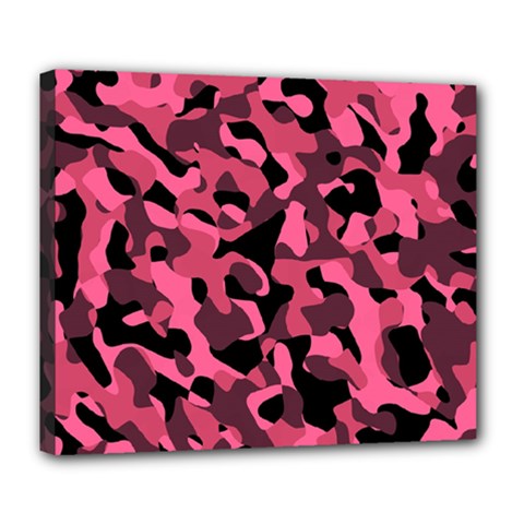 Black And Pink Camouflage Pattern Deluxe Canvas 24  X 20  (stretched) by SpinnyChairDesigns
