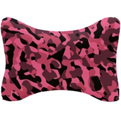 Black And Pink Camouflage Pattern Seat Head Rest Cushion by SpinnyChairDesigns