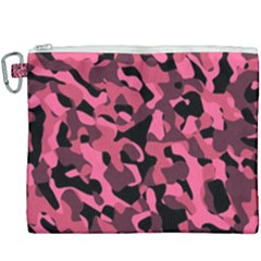 Black And Pink Camouflage Pattern Canvas Cosmetic Bag (xxxl) by SpinnyChairDesigns