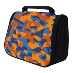Blue And Orange Camouflage Pattern Full Print Travel Pouch (small) by SpinnyChairDesigns