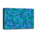 Blue Turquoise Teal Camouflage Pattern Deluxe Canvas 18  x 12  (Stretched) View1