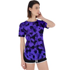 Purple Black Camouflage Pattern Perpetual Short Sleeve T-shirt by SpinnyChairDesigns