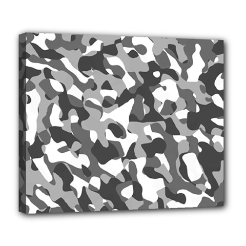 Grey And White Camouflage Pattern Deluxe Canvas 24  X 20  (stretched) by SpinnyChairDesigns