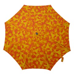 Orange And Yellow Camouflage Pattern Hook Handle Umbrellas (large) by SpinnyChairDesigns