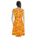 Orange and Yellow Camouflage Pattern Sleeveless Waist Tie Chiffon Dress View2