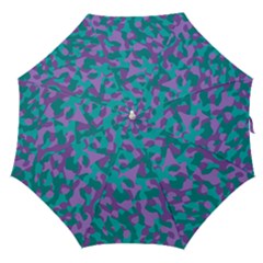 Purple And Teal Camouflage Pattern Straight Umbrellas by SpinnyChairDesigns