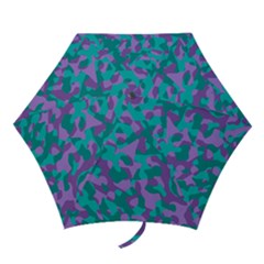 Purple And Teal Camouflage Pattern Mini Folding Umbrellas by SpinnyChairDesigns