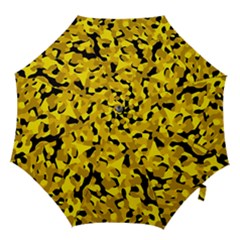 Black And Yellow Camouflage Pattern Hook Handle Umbrellas (medium) by SpinnyChairDesigns