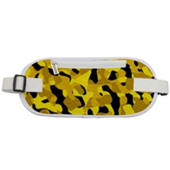 Black And Yellow Camouflage Pattern Rounded Waist Pouch by SpinnyChairDesigns