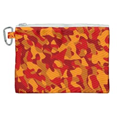 Red And Orange Camouflage Pattern Canvas Cosmetic Bag (xl) by SpinnyChairDesigns