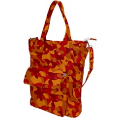 Red And Orange Camouflage Pattern Shoulder Tote Bag by SpinnyChairDesigns