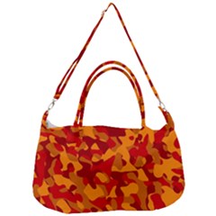 Red And Orange Camouflage Pattern Removal Strap Handbag by SpinnyChairDesigns