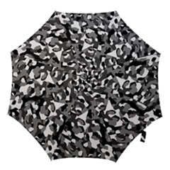 Black And White Camouflage Pattern Hook Handle Umbrellas (medium) by SpinnyChairDesigns