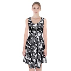 Black And White Camouflage Pattern Racerback Midi Dress by SpinnyChairDesigns