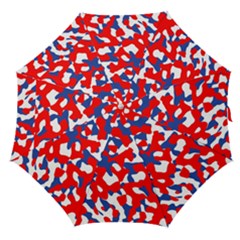 Red White Blue Camouflage Pattern Straight Umbrellas by SpinnyChairDesigns
