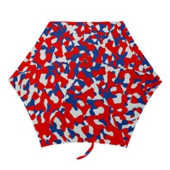 Red White Blue Camouflage Pattern Mini Folding Umbrellas by SpinnyChairDesigns