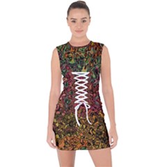 Stylish Fall Colors Camouflage Lace Up Front Bodycon Dress by SpinnyChairDesigns