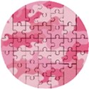 Camo Pink Wooden Puzzle Round View1