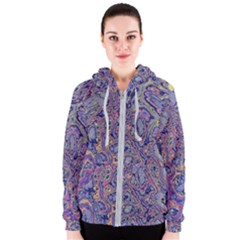 Colorful Marbled Paint Texture Women s Zipper Hoodie by SpinnyChairDesigns