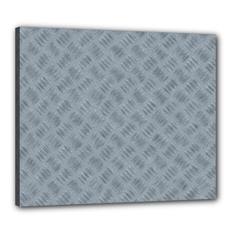 Grey Diamond Plate Metal Texture Canvas 24  X 20  (stretched) by SpinnyChairDesigns