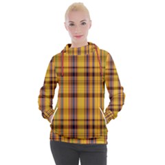 Madras Plaid Yellow Gold Women s Hooded Pullover by SpinnyChairDesigns