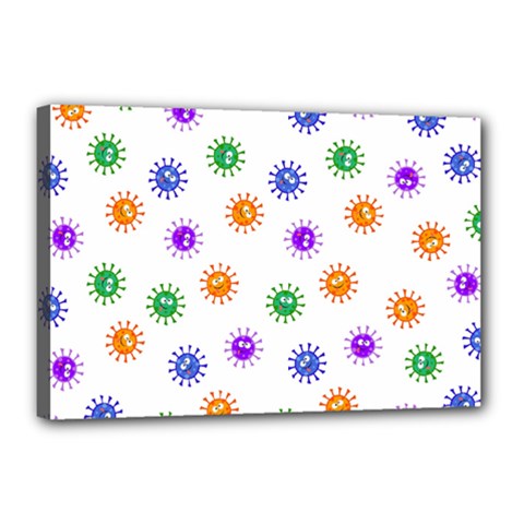 Cartoon Corona Virus Covid 19 Canvas 18  X 12  (stretched) by SpinnyChairDesigns
