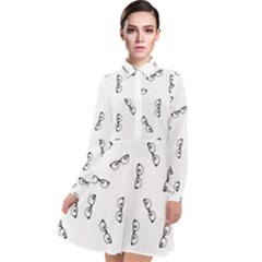 Geek Glasses With Eyes Long Sleeve Chiffon Shirt Dress by SpinnyChairDesigns