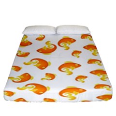 Orange Goldfish Pattern Fitted Sheet (king Size) by SpinnyChairDesigns