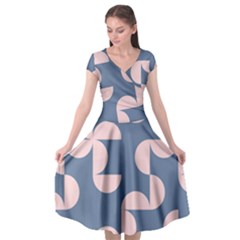 Pink And Blue Shapes Cap Sleeve Wrap Front Dress by MooMoosMumma