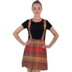 Madras Plaid Fall Colors Velvet Suspender Skater Skirt by SpinnyChairDesigns