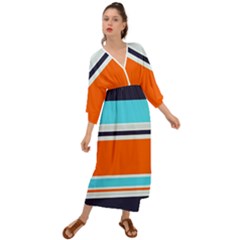 Tri Color Stripes Grecian Style  Maxi Dress by tmsartbazaar