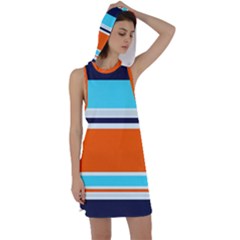 Tri Color Stripes Racer Back Hoodie Dress by tmsartbazaar