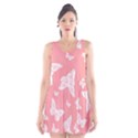 Pink and White Butterflies Scoop Neck Skater Dress View1