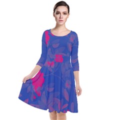 Bi Floral-pattern-background-1308 Quarter Sleeve Waist Band Dress by VernenInk