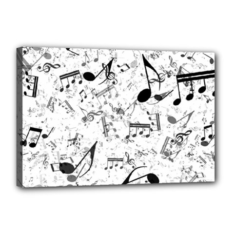 Black And White Music Notes Canvas 18  X 12  (stretched) by SpinnyChairDesigns
