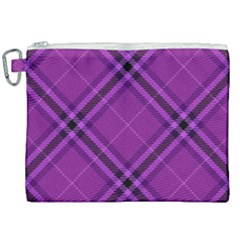 Purple And Black Plaid Canvas Cosmetic Bag (xxl) by SpinnyChairDesigns