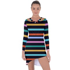 Colorful Mime Black Stripes Asymmetric Cut-out Shift Dress by tmsartbazaar