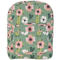 Flower Green Pink Pattern Floral Full Print Backpack by Alisyart