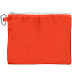Scarlet Red Color Canvas Cosmetic Bag (xxxl) by SpinnyChairDesigns