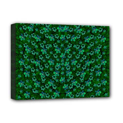 Leaf Forest And Blue Flowers In Peace Deluxe Canvas 16  X 12  (stretched)  by pepitasart