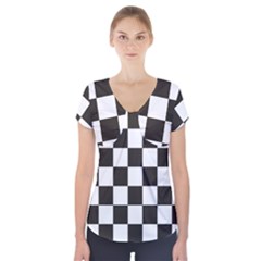 Chequered Flag Short Sleeve Front Detail Top by abbeyz71
