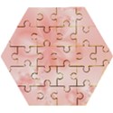Pastel Coral Floral Print Wooden Puzzle Hexagon View1