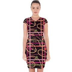 Checks Chain Pattern Capsleeve Drawstring Dress  by designsbymallika
