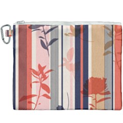 Stripies Orange Floral Pattern Canvas Cosmetic Bag (xxxl) by designsbymallika
